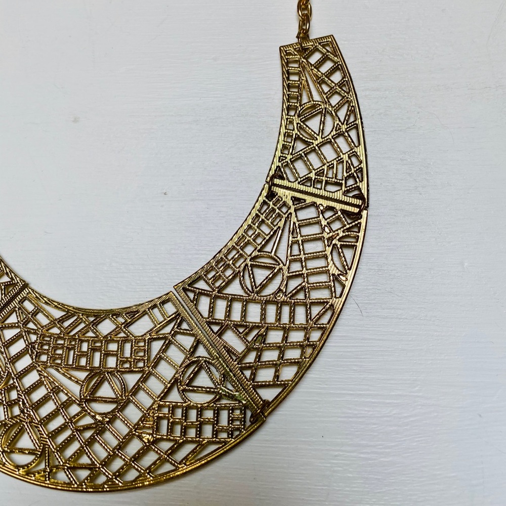 Geometric Statement Necklace in Gold - Picture 5 of 9